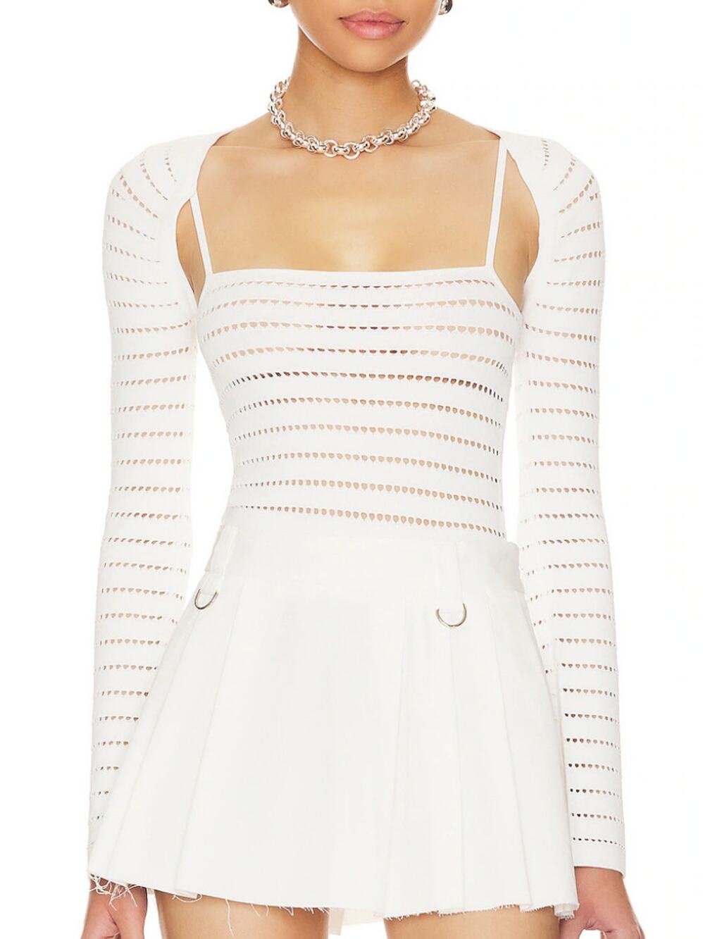 NBD White Knit Tank Bolero Sweater Set MEDIUM Cami Preppy Bodycon Revolve $208
